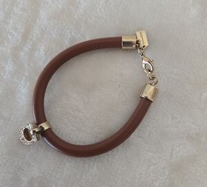Coach Brown Leather Bracelet with Gold C Accent.